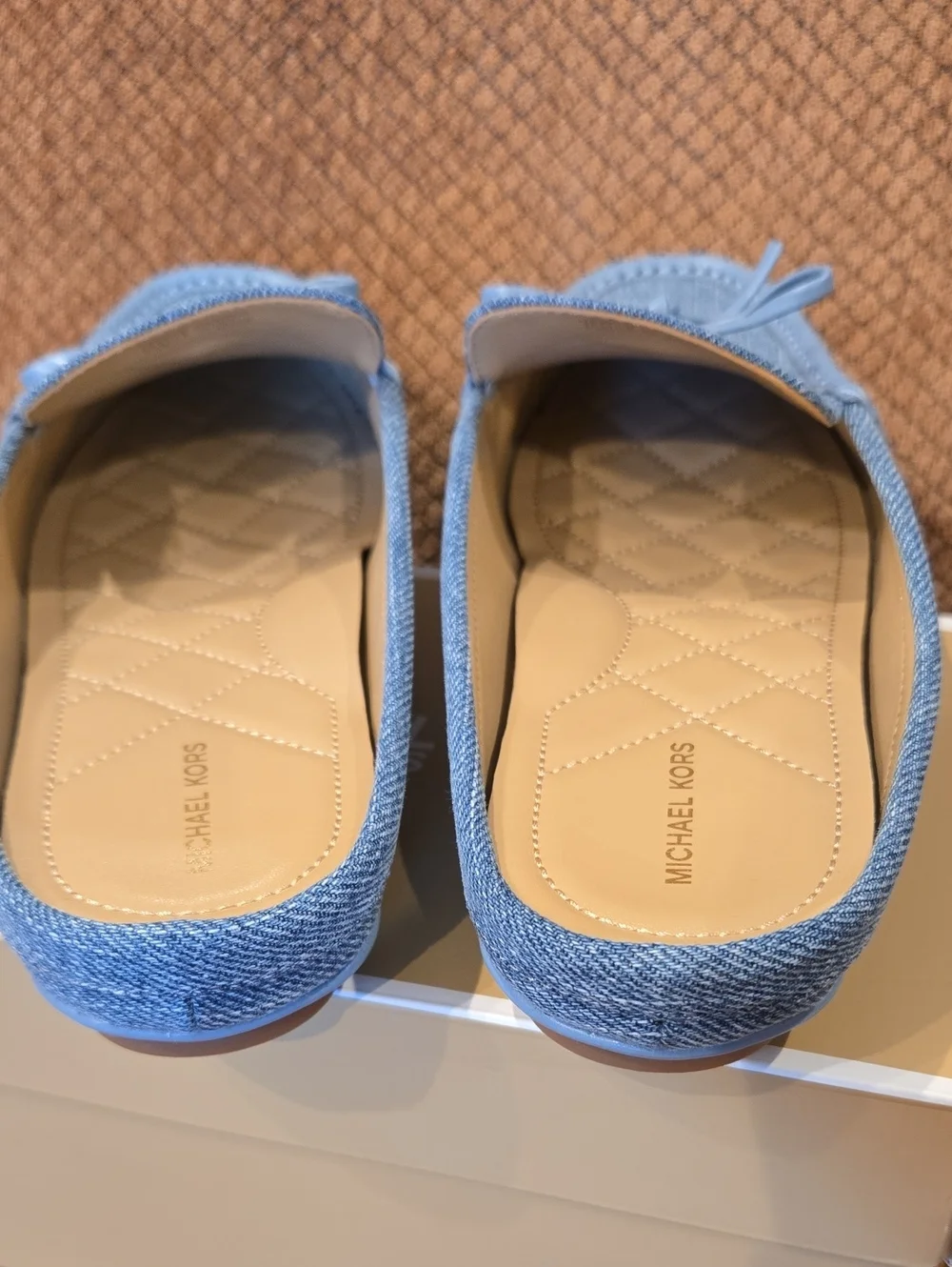 Michael Kors Greta Washed Denim Mule Loafers with Bow